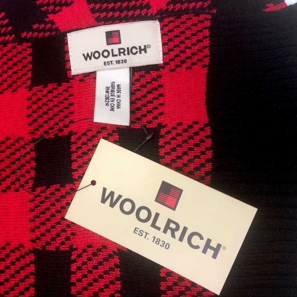 NWT Woolrich Red Buffalo Check Knit Scarf - Picture 3 of 5